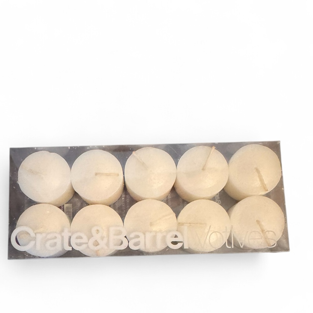 Crate & Barrel Ivory Votive Candle Set (10)